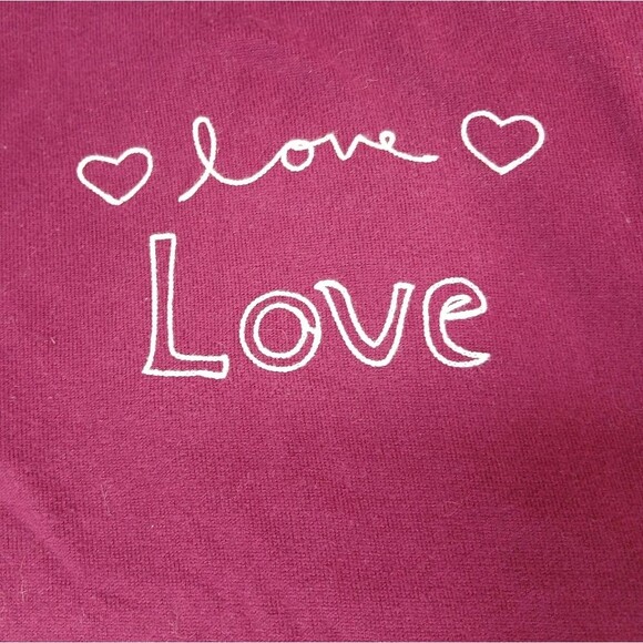 GAP Women’s Crewneck Sweater Love Maroon Cranberry Red Cotton Size Small - Picture 2 of 6